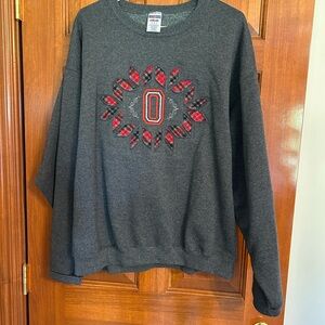 Gray Sweatshirt with block O. Women’s Ohio State sweatshirt.